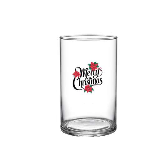 UV Printed Glass Christmas Cylinder Vase