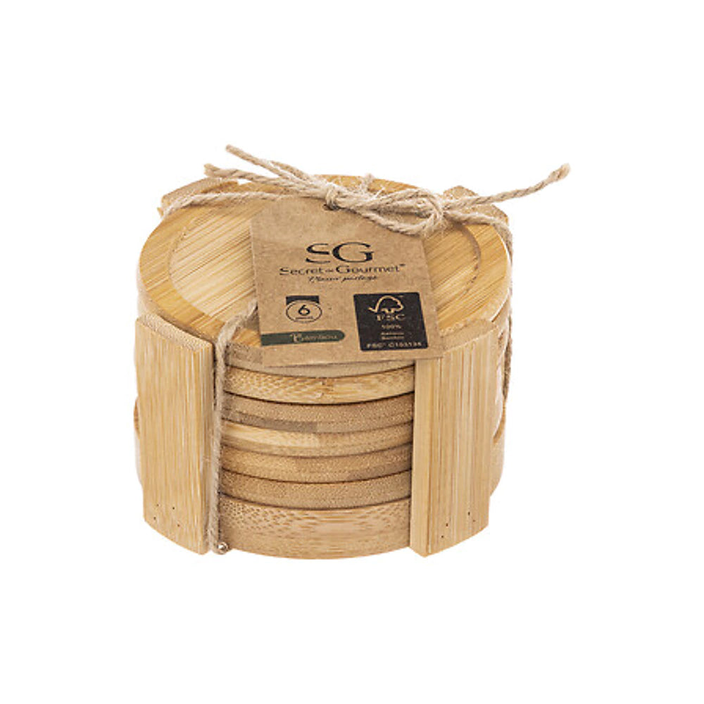 Personalised Bamboo Coaster Set in Wooden Holder