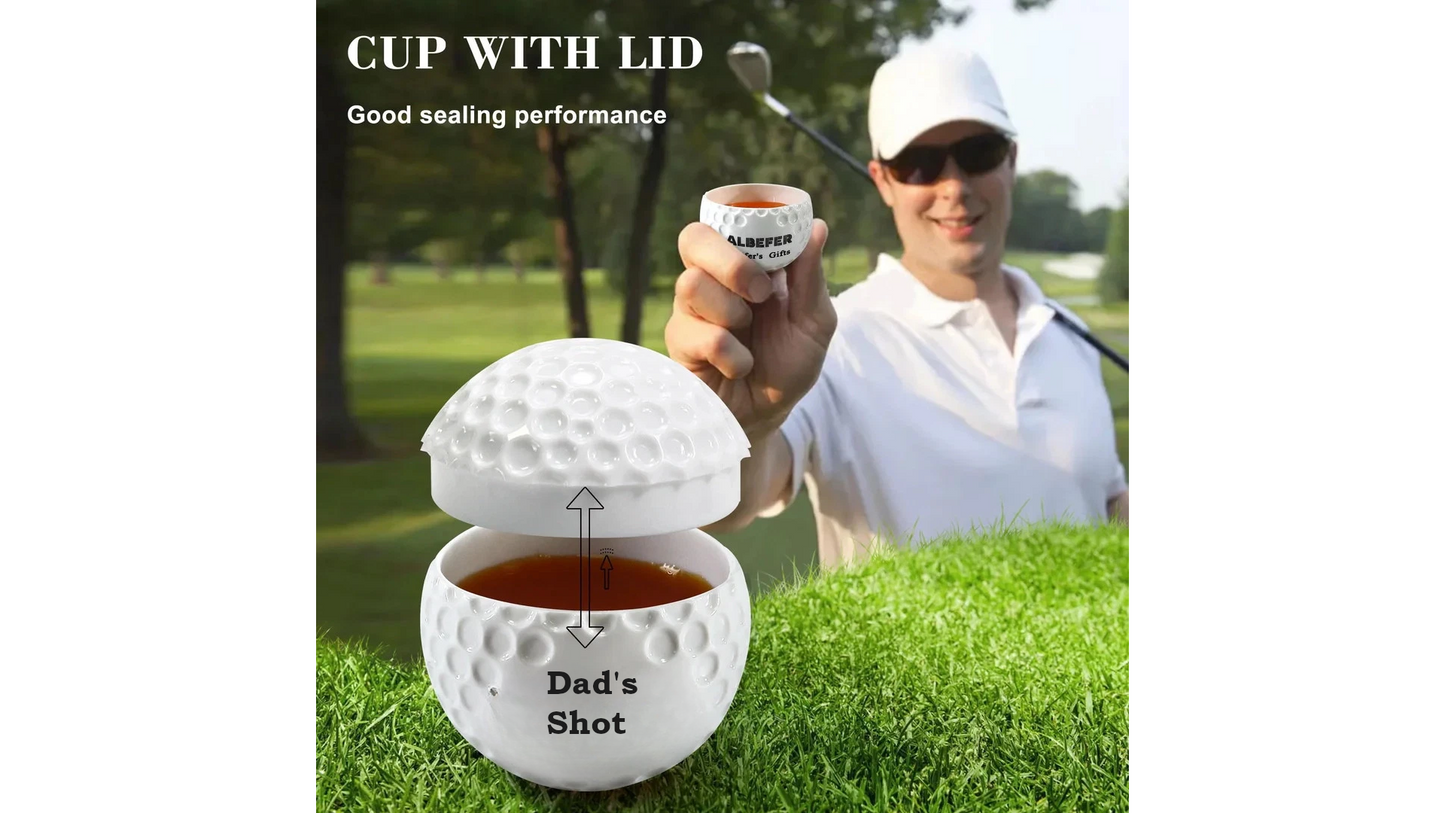 3 Pcs Personalised Golf Ball Shot Glass with Lid