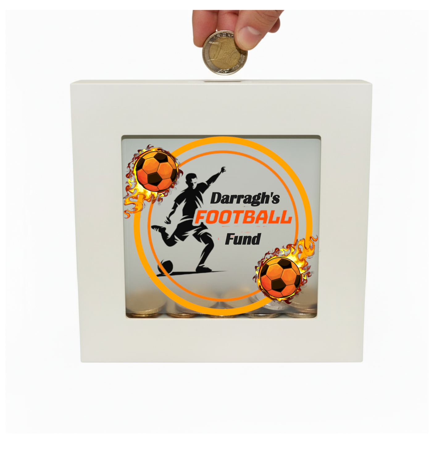 PersonaIised Money Savings Coin Box with Glass Front Display