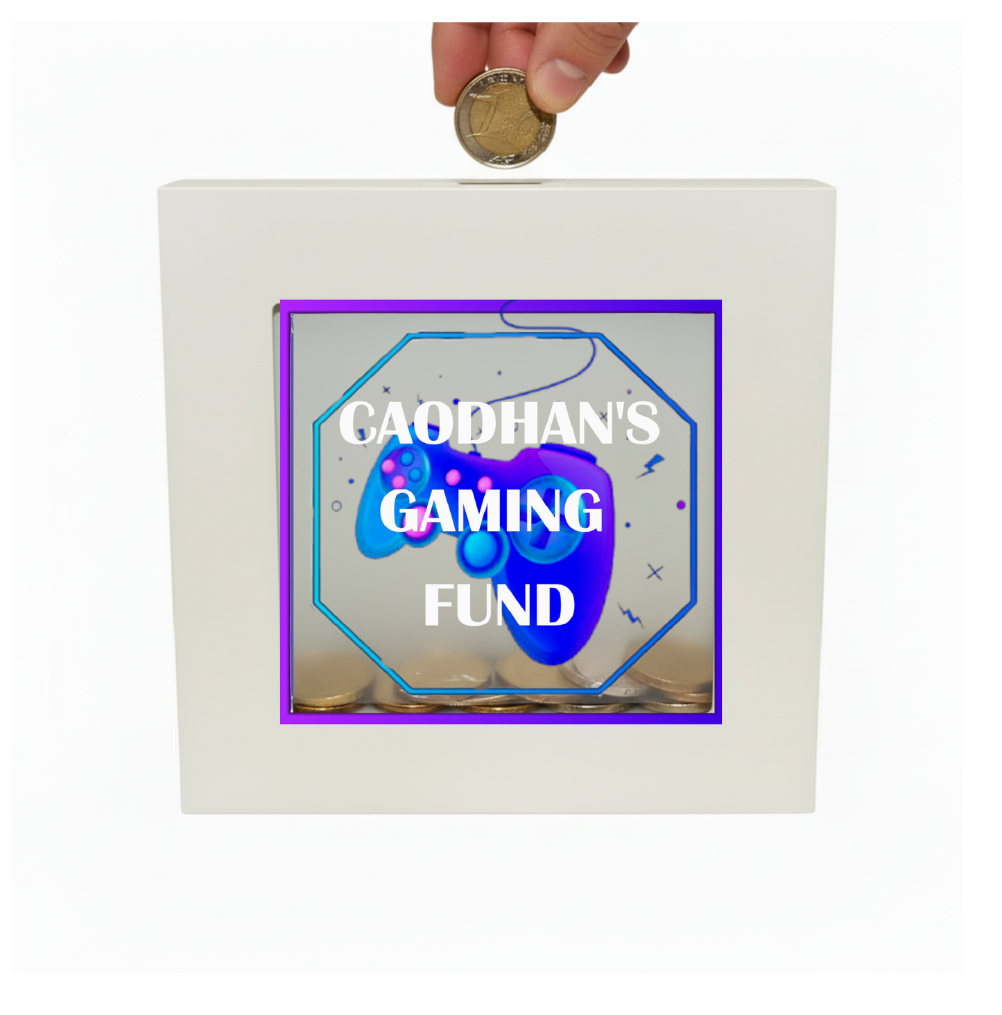 PersonaIised Money Savings Coin Box with Glass Front Display