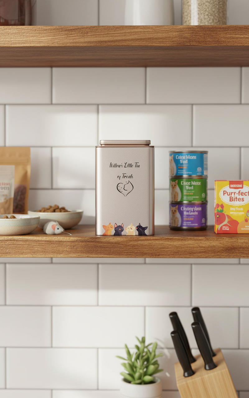 Personalised Small Metal Cat Treat Tin