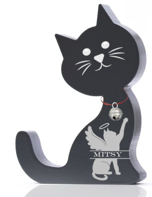 Wooden Standing Cat Ornaments - Set of 3