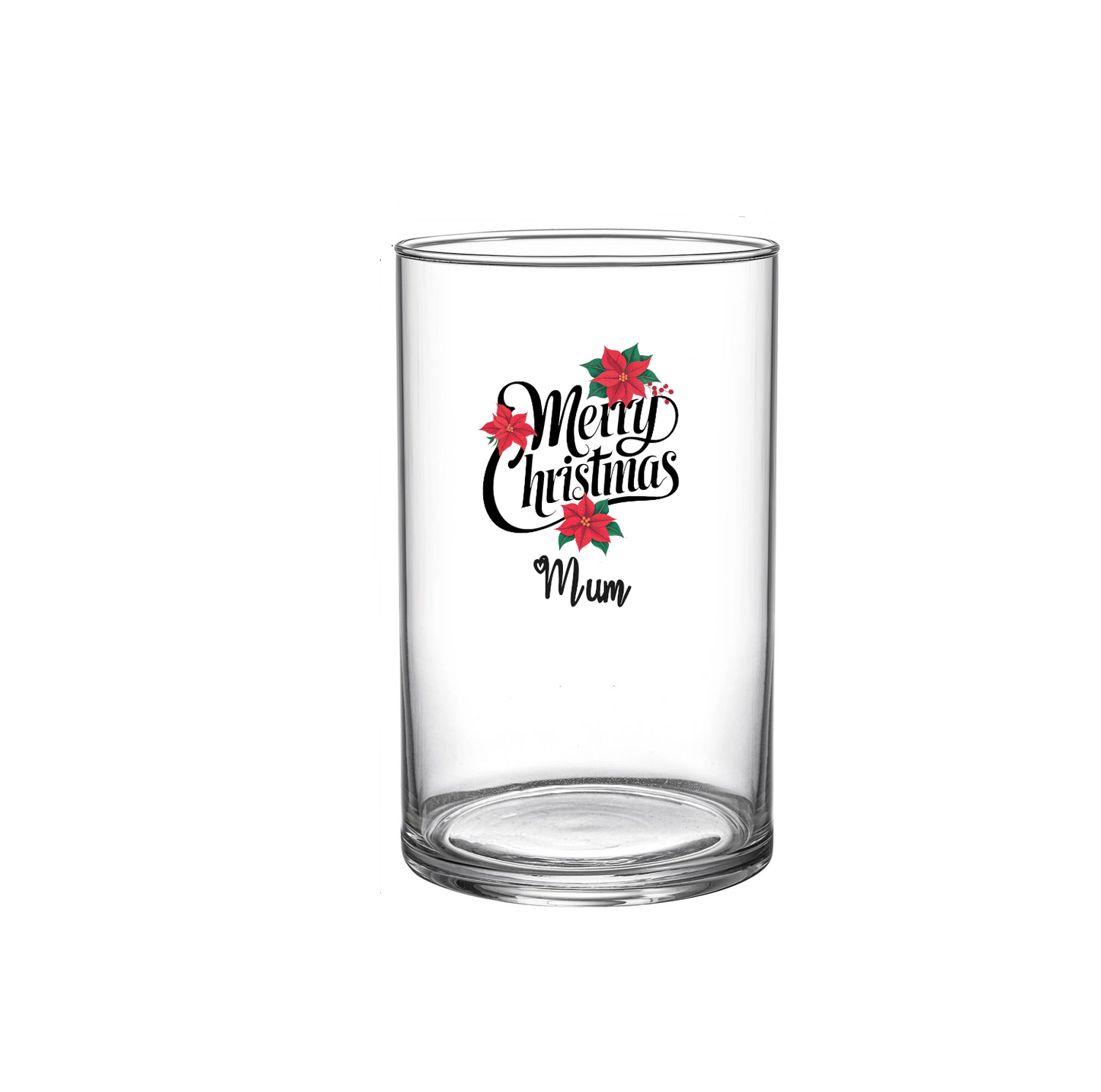 UV Printed Glass Christmas Cylinder Vase