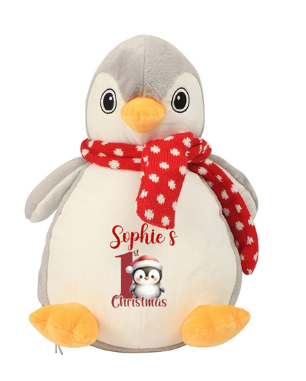 Personalised 1st Christmas Plush Soft Toy - Penguin or Reindeer