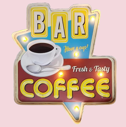Vintage Style Metal LED Bar Coffee Sign