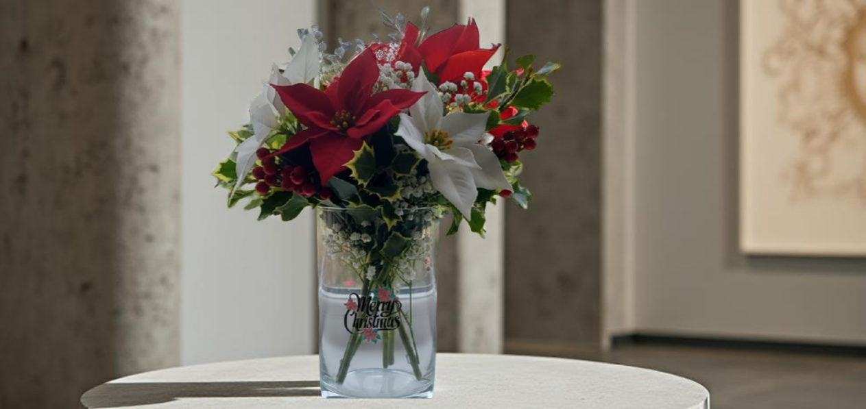 UV Printed Glass Christmas Cylinder Vase