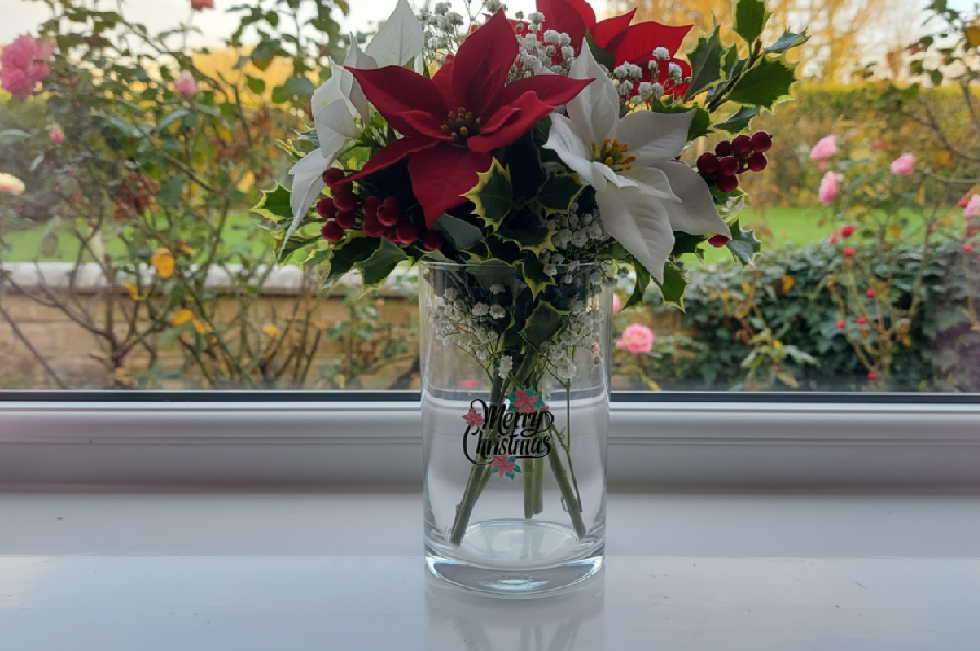 UV Printed Glass Christmas Cylinder Vase