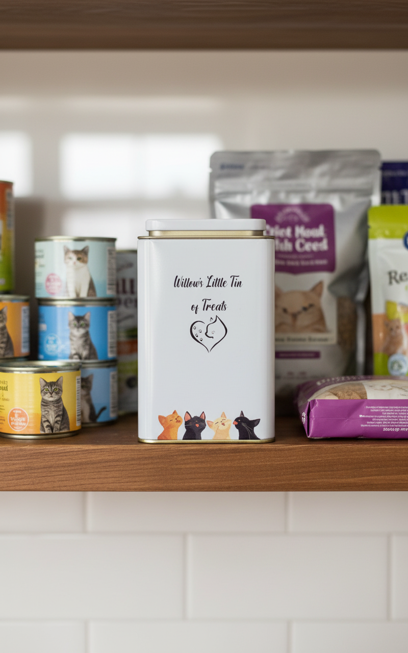 Personalised Small Metal Cat Treat Tin