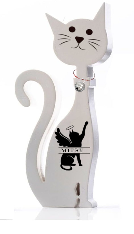 Wooden Standing Cat Ornaments - Set of 3