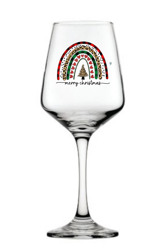 Christmas Rainbow Large 390ml Wine Glass