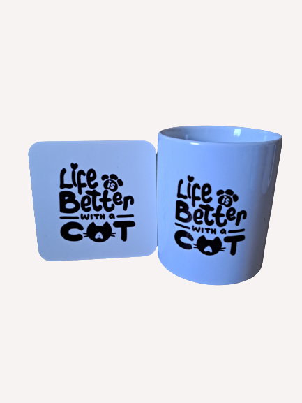 Life is Better with a Cat Mug & Coaster Set