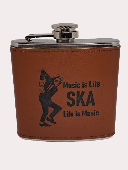 Stainless Steel Leather covered Ska 5oz Hip Flask
