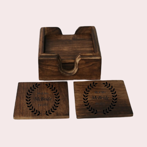 Personalised Wooden Coaster Set