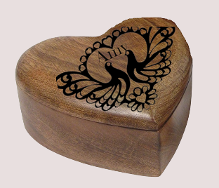 Personalised Heart Shape Mango Wood Trinket Box